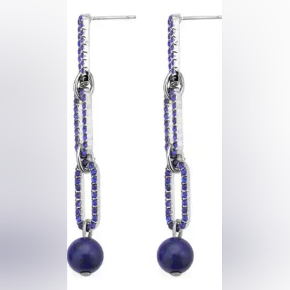 SET Lapis Lazuli & Blue Austrian Crystal Paper Clip Bracelet & Drop Earrings 💙 - Picture 11 of 16